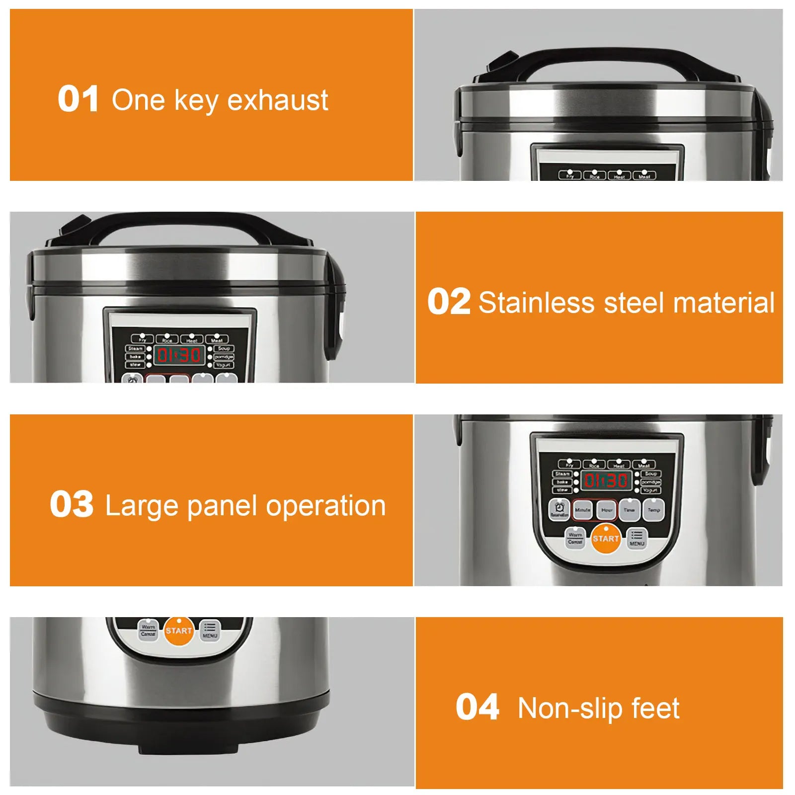 5L Electric Pressure Cooker Stainless steel Smart Multicooker for Kitchen Slow Cooker Rice Cooker Steam Pot Food Warmer 220V