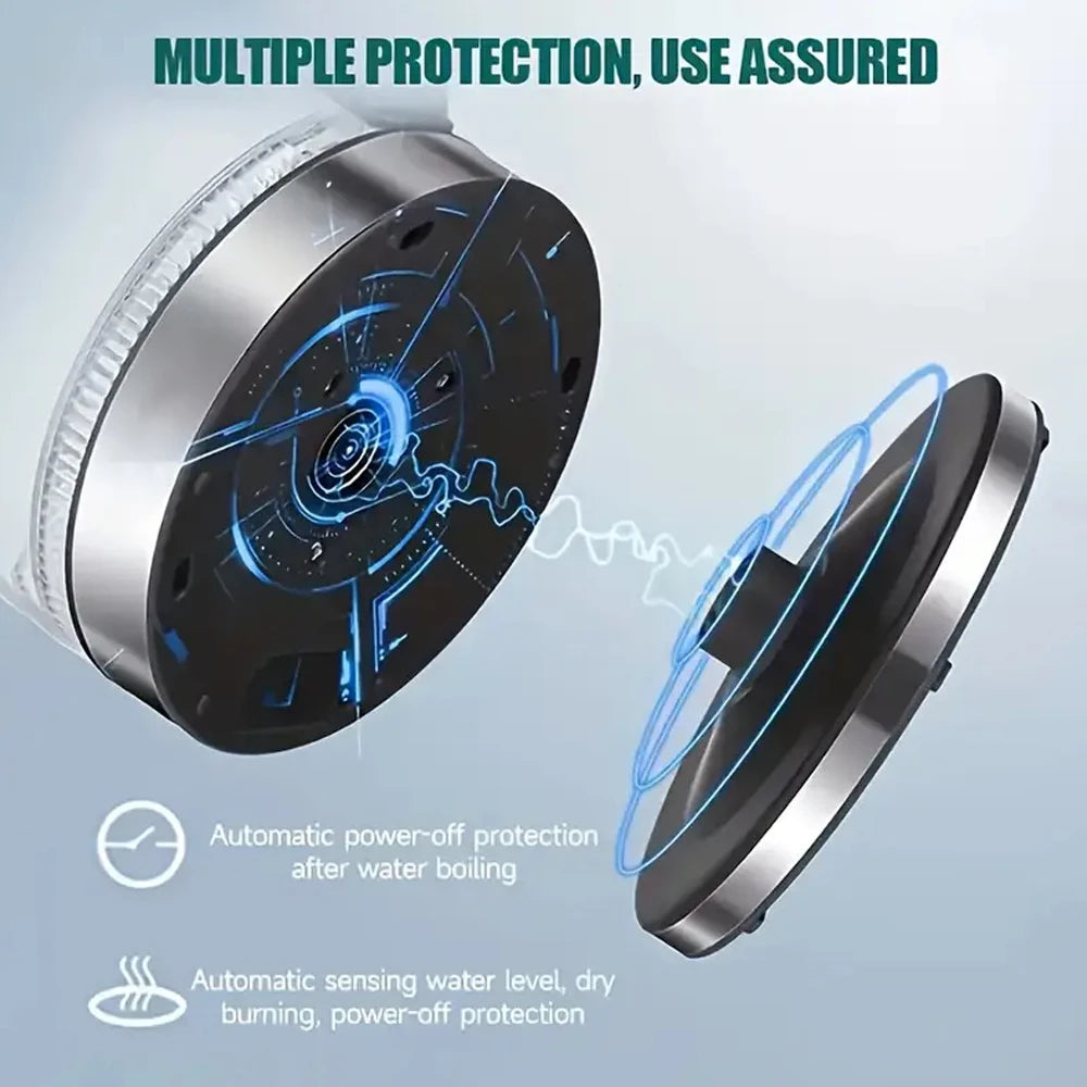 2L Electric Kettle Glass Fast Boil Blue LED household appliance With Stainless Steel Fast Boiling Portable Jug Auto Shut-off