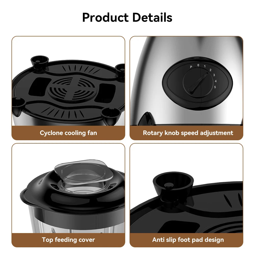 1.5L 850W Blender with Dual Blades Multifunctional Wall Breaker Ice Crusher Juicer Smoothie Maker for Home Kitchen Drinks Meats