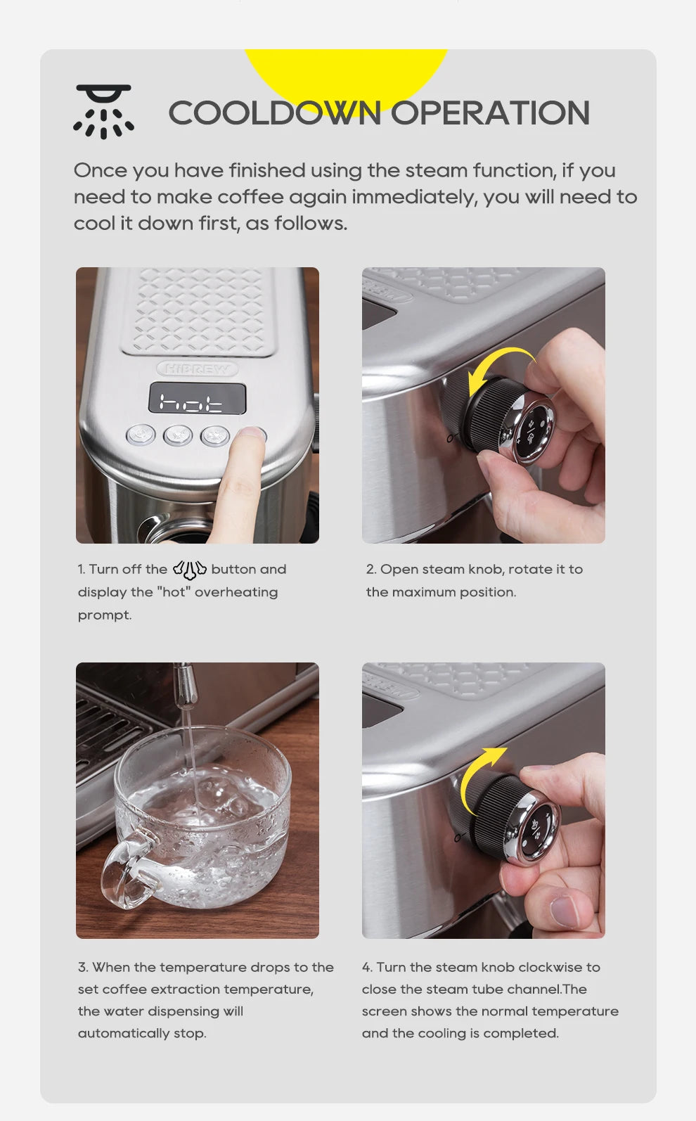 HiBREW 20Bar Semi Automatic Espresso Coffee Machine Temperature Adjustable Cold/Hot Super Slim Coffee Maker Cappuccino H10B