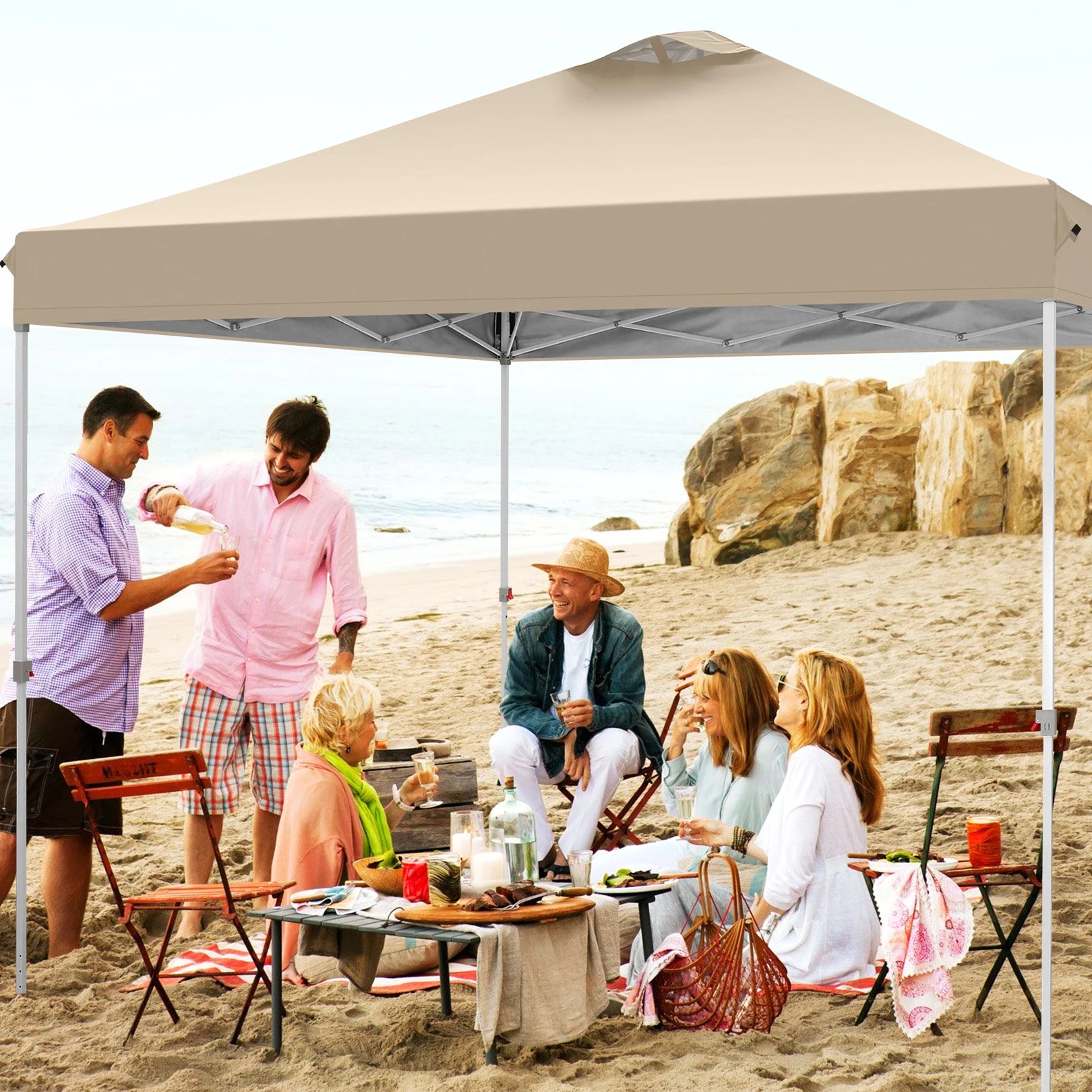 3x3m Gazebo Pop Up Canopy Tent Waterproof Foldable Gazebo Height Adjustable Party Tent For Beach Garden PartyCamping No Sidewall