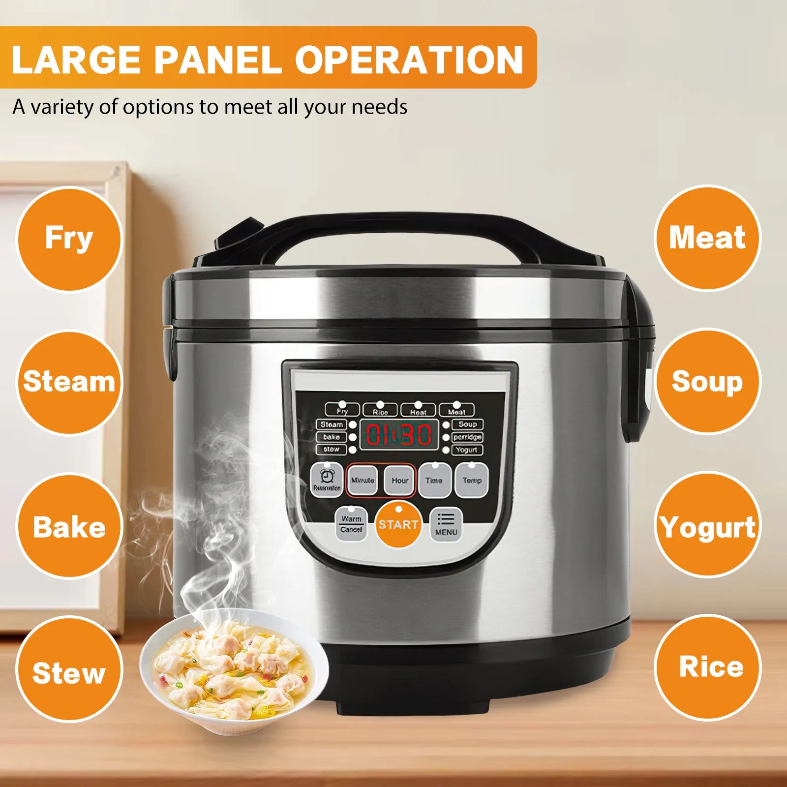 5L Electric Pressure Cooker Stainless steel Smart Multicooker for Kitchen Slow Cooker Rice Cooker Steam Pot Food Warmer 220V