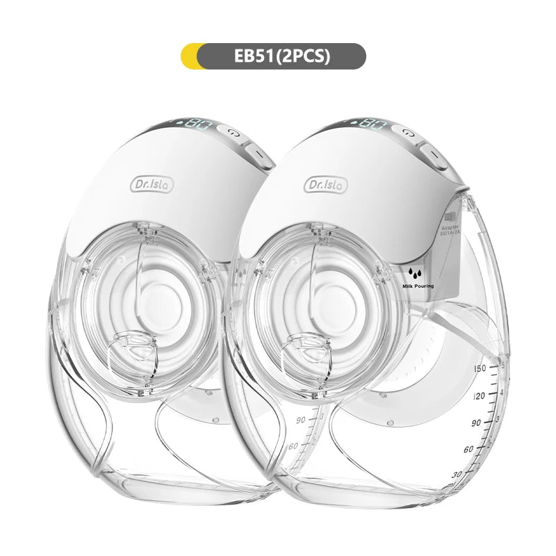 MAMIJOY 2PCS Ultra-thin Wearable Electric Breast Pump Ultra-light Low Noise 3Modes 12 Suction Levels With 18/21/24mm Flange EB51