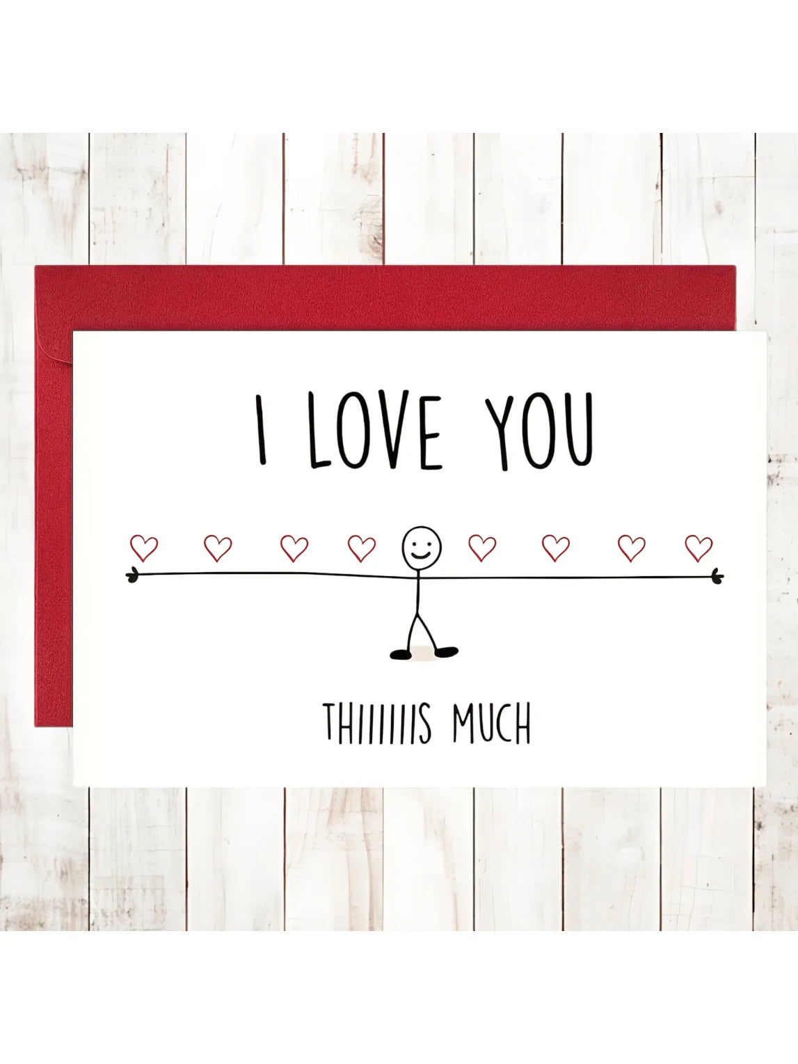 1pc Funny Love Card Valentine's Day Card Anniversary Gift Birthday Card I Love You Thiiiiis Much Small Business Supplies Thank Y
