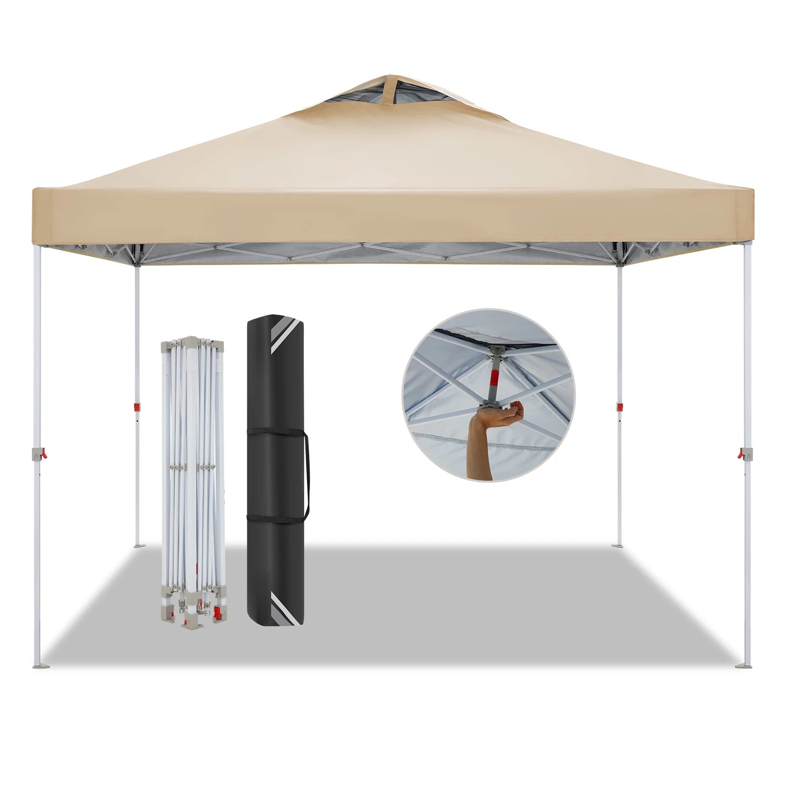 3x3m Gazebo Pop Up Canopy Tent Waterproof Foldable Gazebo Height Adjustable Party Tent For Beach Garden PartyCamping No Sidewall