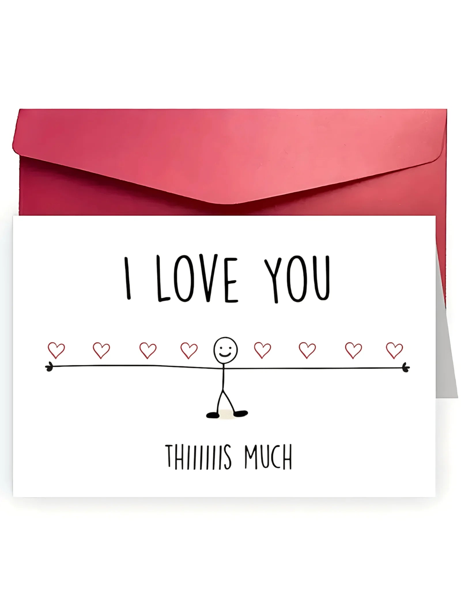 1pc Funny Love Card Valentine's Day Card Anniversary Gift Birthday Card I Love You Thiiiiis Much Small Business Supplies Thank Y