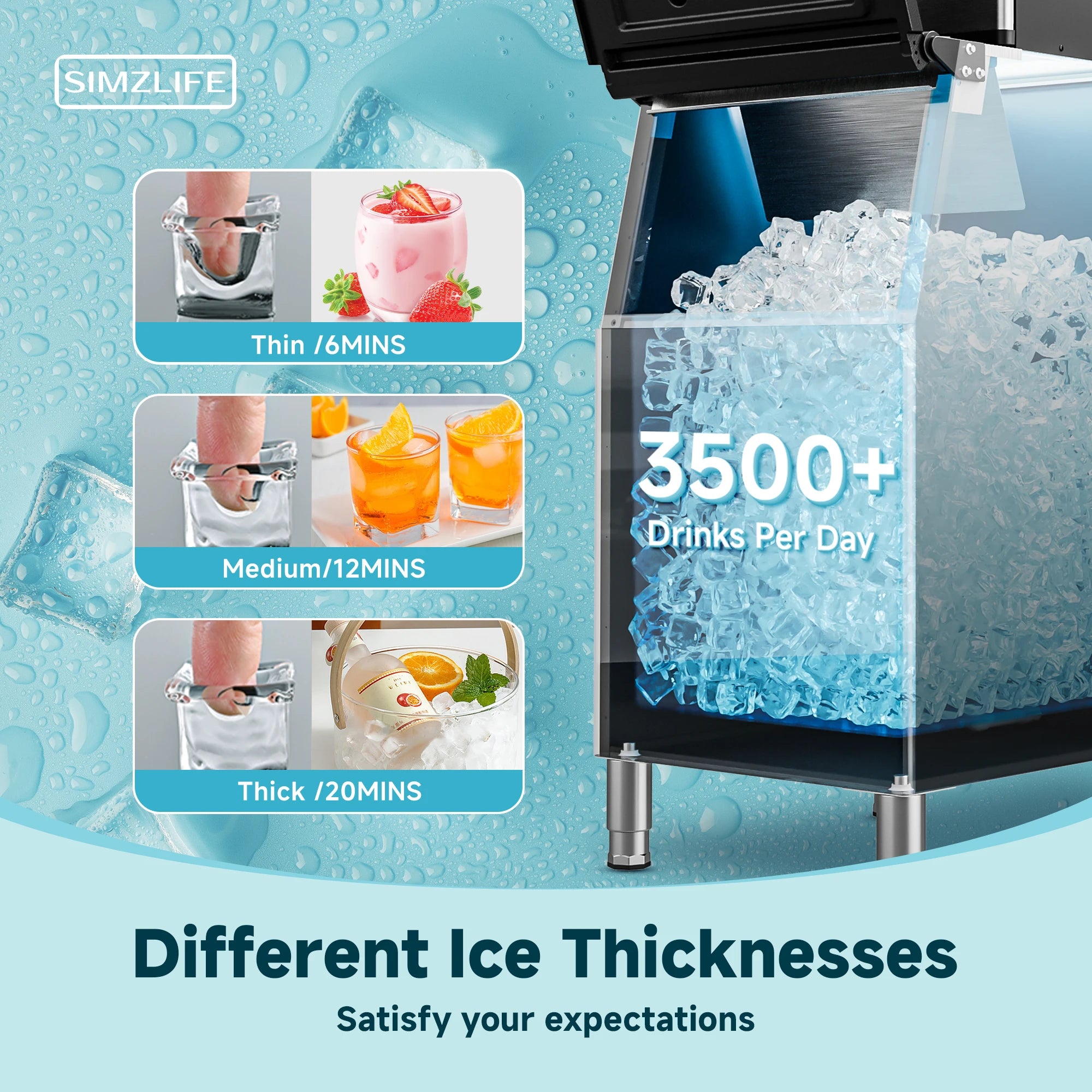 Commercial Ice Maker Machine 400Lbs/24H SECOP Compressor Ice Machine 250Lbs Ice Storage Stainless Steel Ice Maker for Bar Cafe