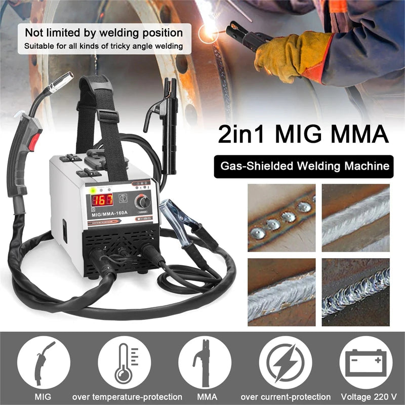 2 In 1 MIG MMA Welding Machine IGBT DC invert Welder Automatic Wire Feeding Contact Welding Non-Gas-shielding Arc Welder