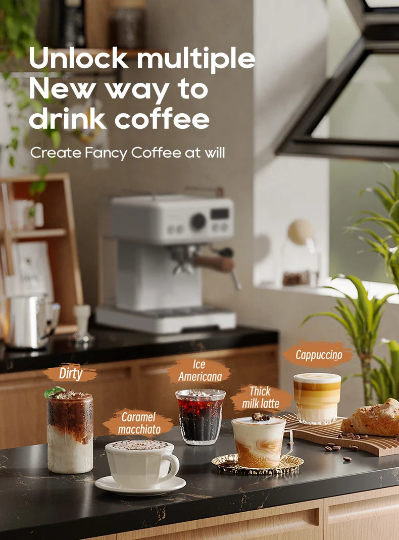 HiBREW H10plus Semi Automatic Espresso Coffee Machine DIY Function 20Bar Pressure Temperature Adjustable For Cappuccino & Latte