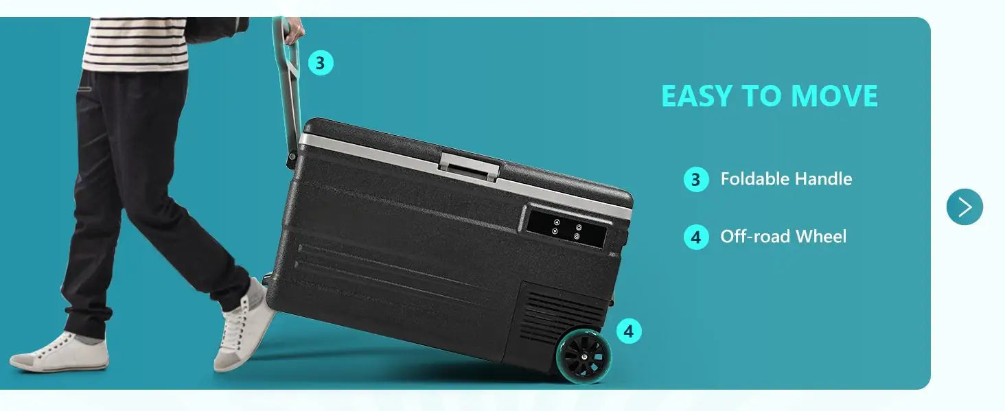 SIMZLIFE 80QT(75L)Car Refrigerator, Electric Cooler,12V/24V DC,110-240V AC,-4℉~68℉ Portable Freezer with Wheels,For Camping,RV