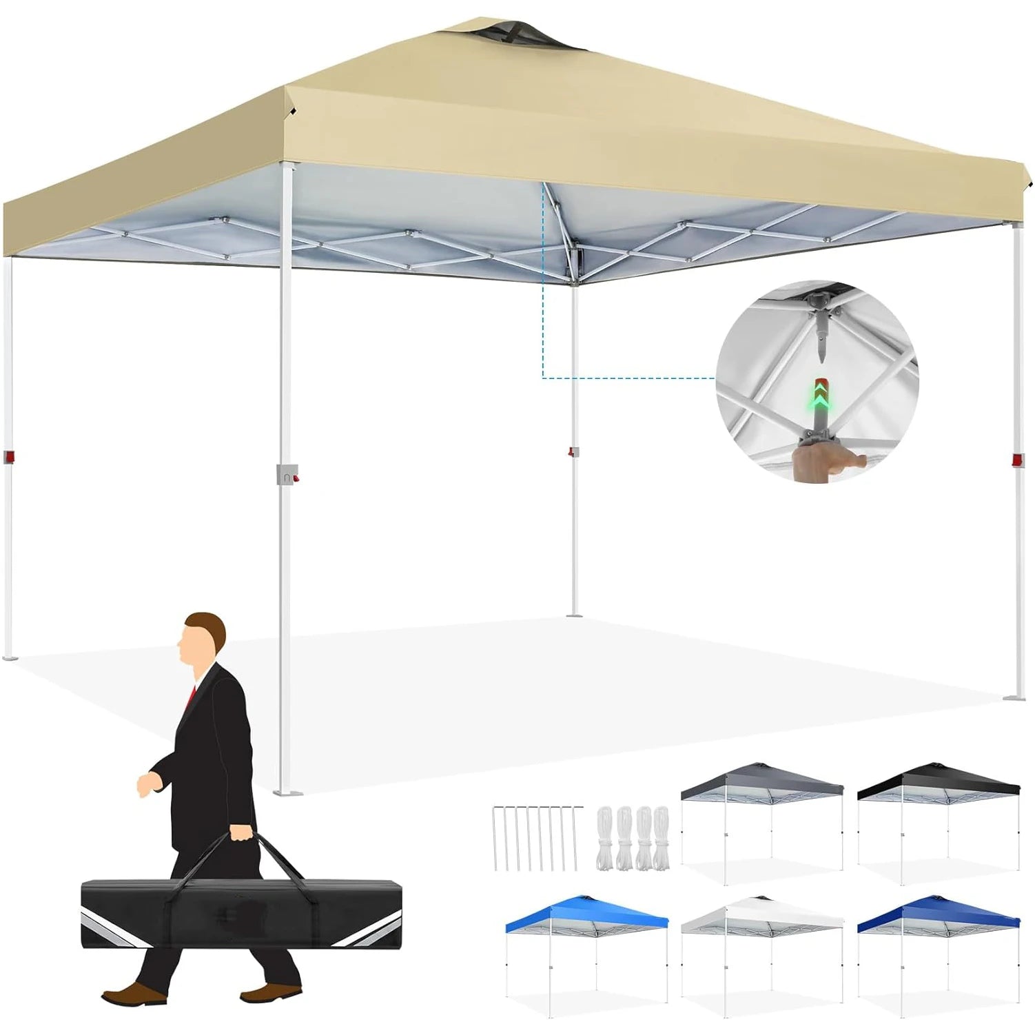 3x3m Gazebo Pop Up Canopy Tent Waterproof Foldable Gazebo Height Adjustable Party Tent For Beach Garden PartyCamping No Sidewall