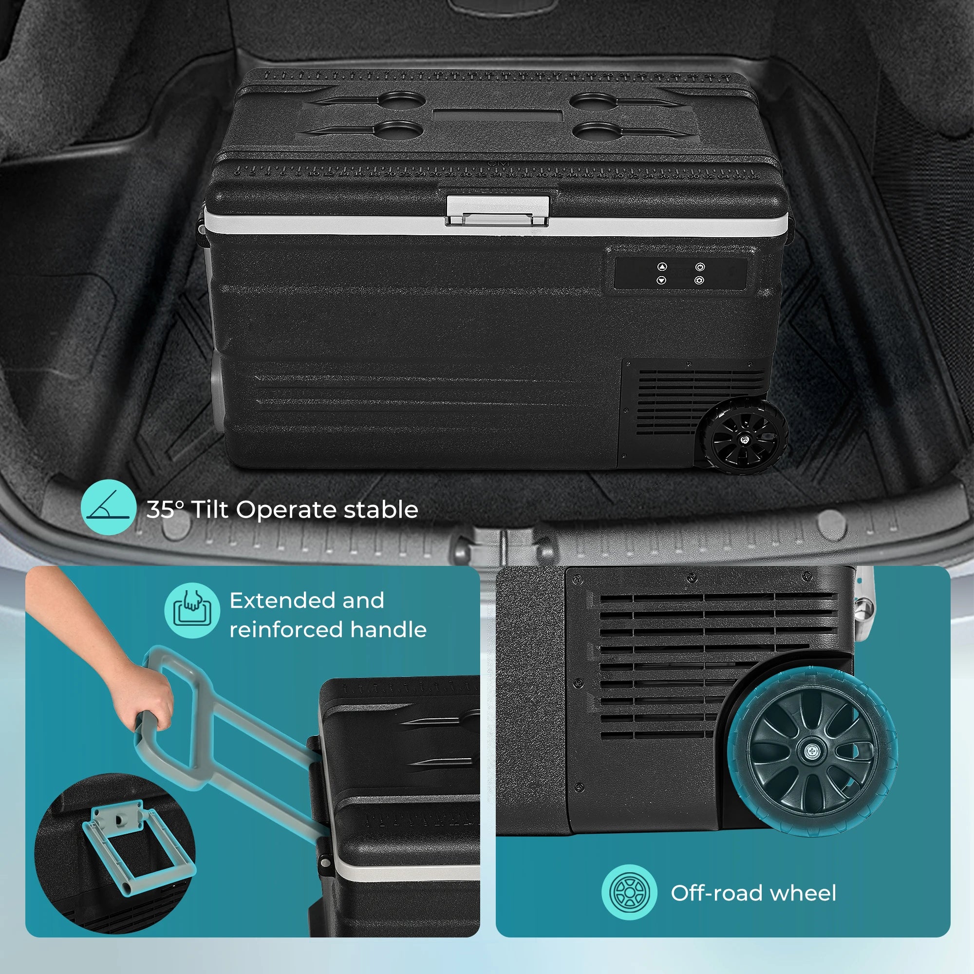 SIMZLIFE 80QT(75L)Car Refrigerator, Electric Cooler,12V/24V DC,110-240V AC,-4℉~68℉ Portable Freezer with Wheels,For Camping,RV
