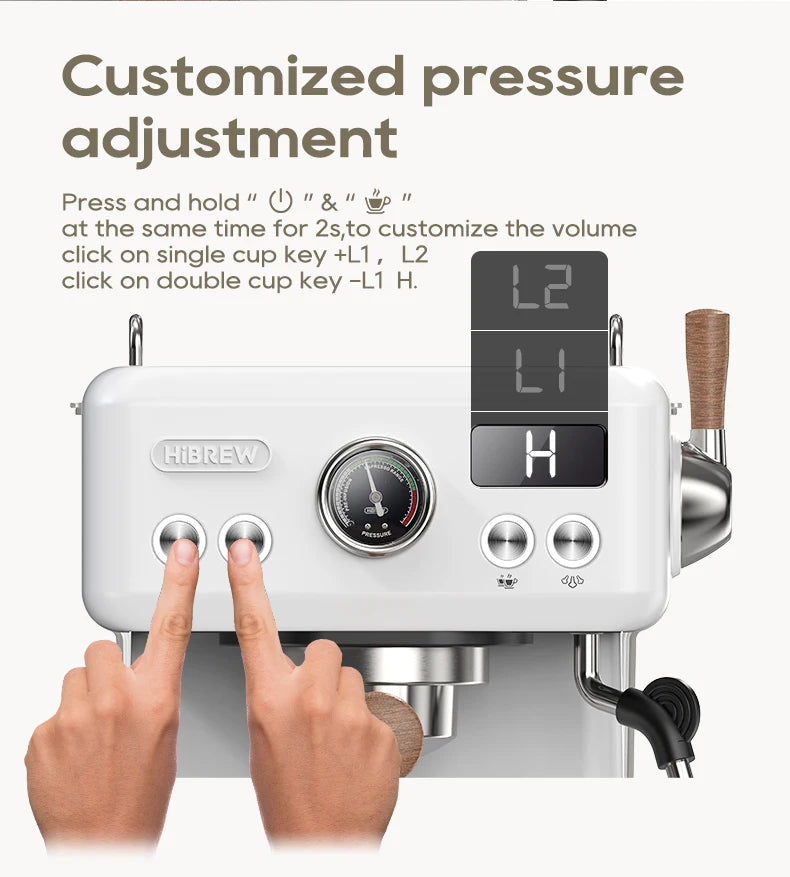 HiBREW H10plus Semi Automatic Espresso Coffee Machine DIY Function 20Bar Pressure Temperature Adjustable For Cappuccino & Latte