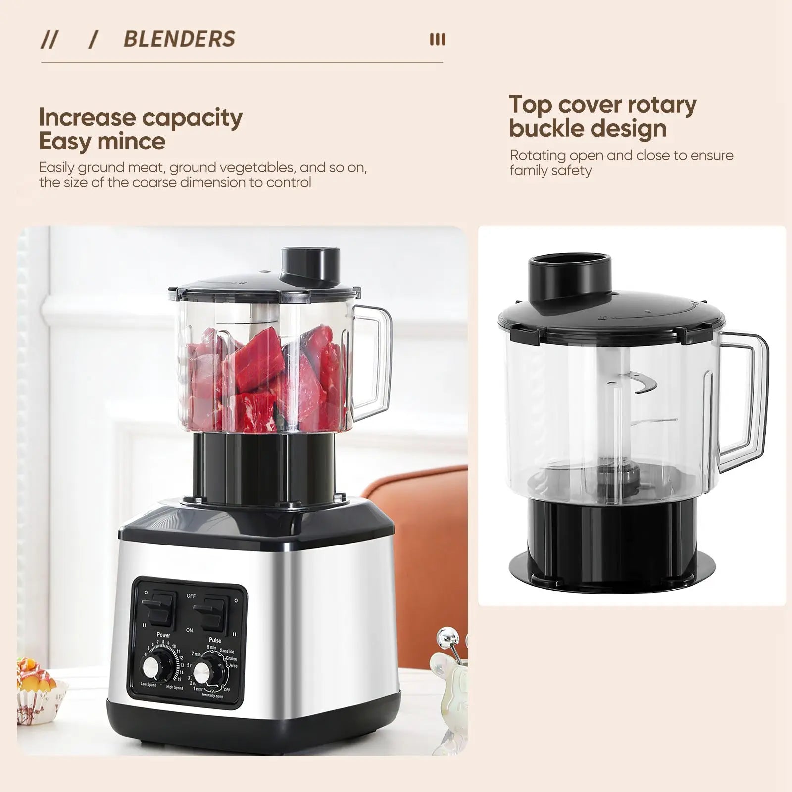3 in1 9500W Heavy Duty Grade Blender Mixer Juicer High Power Food Processor Ice Smoothie Bar Fruit Blender