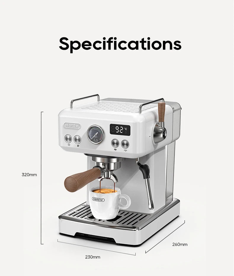 HiBREW H10plus Semi Automatic Espresso Coffee Machine DIY Function 20Bar Pressure Temperature Adjustable For Cappuccino & Latte