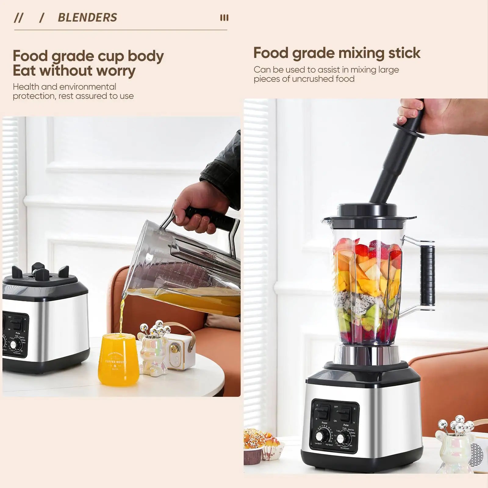 3 in1 9500W Heavy Duty Grade Blender Mixer Juicer High Power Food Processor Ice Smoothie Bar Fruit Blender