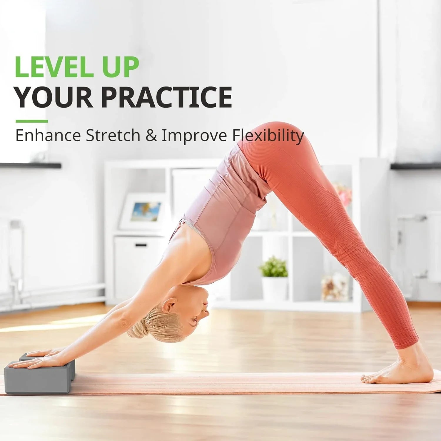 NNETM Set of 2 Premium Odor-Resistant Foam Yoga Blocks (Grey)