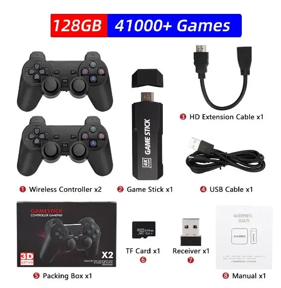 Android 7.0 TV BOX X2 PLUS 4K Retro Video Games Console with Wireless Controller 128G 50000 Game Dual WiFi