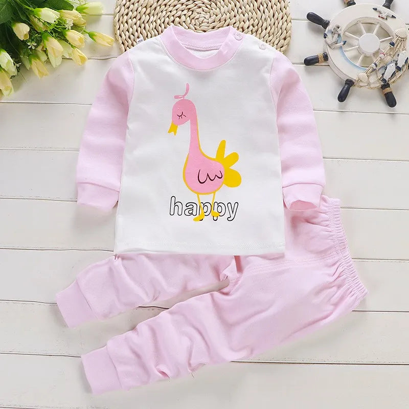 Fall Baby Unisex Clothes 2021 New Children Pure Cotton Underwear Set Printed Cartoon Baby Outfits Leisure Wear Infantil Suits