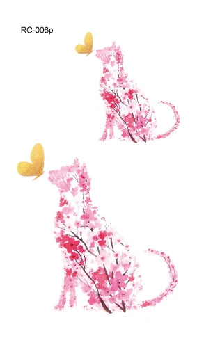 Waterproof 100 Different Cat Dog Deer Tattoo Designs for Women Men Body Art Colorful Black Fake Arm Hands Animal Tattoo Stickers