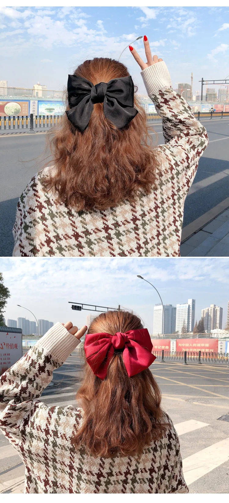 Grands nœuds de soie Bandes de cheveux élastiques Cravées grandes bandes de caoutchouc solides Chouchous Pinces à cheveux pour femmes Filles Barrettes Accessoires pour cheveux