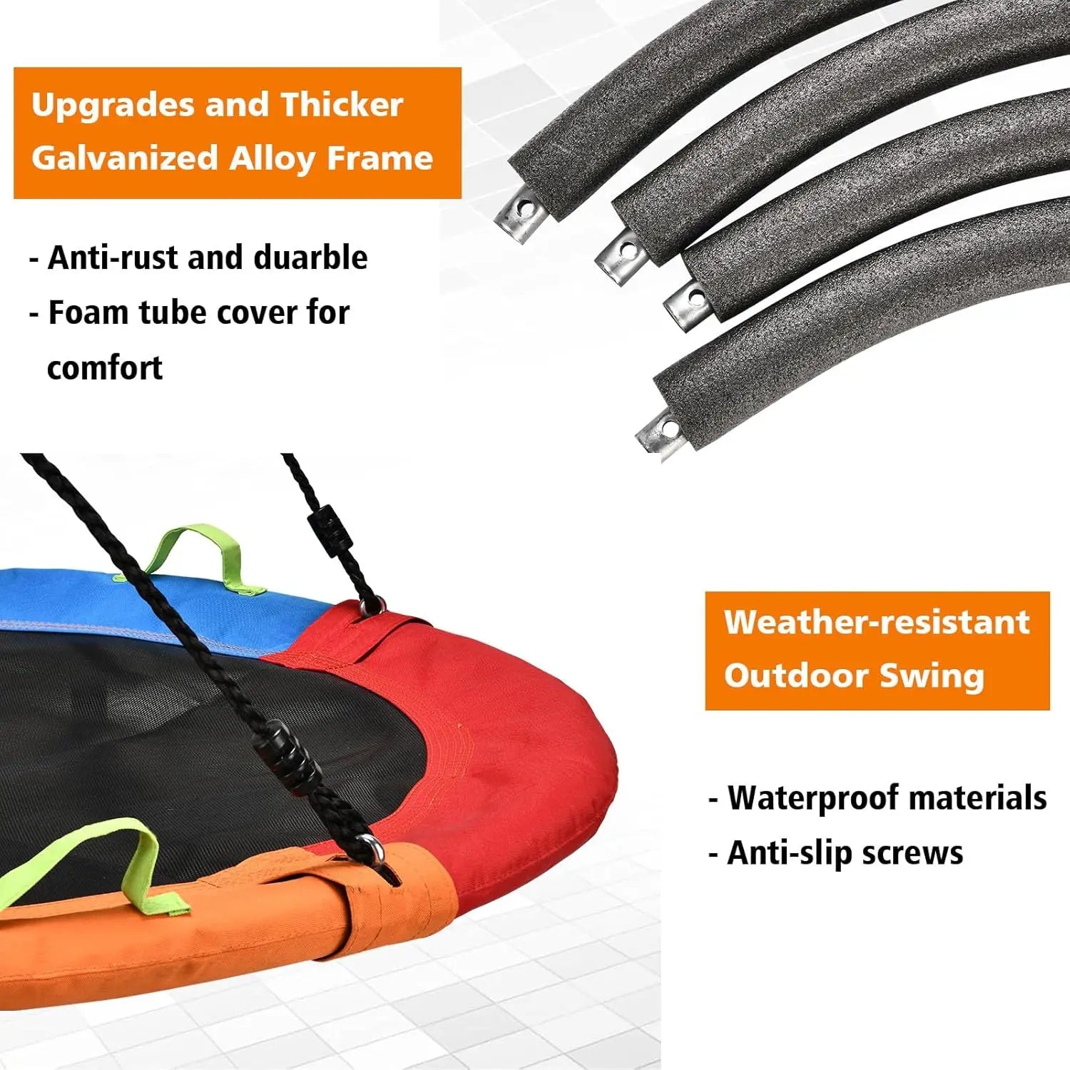 ZOSHINE 40inch Outdoor Play Net Swing Waterproof and Garden-Resistant Children's Toy Swing for Home Use