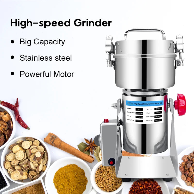 Parts Free Big Capacity 800G 3000W Herb Grinder Coffee Machine Grain Spices Mill Medicine Wheat Mixer Dry Food Grinder