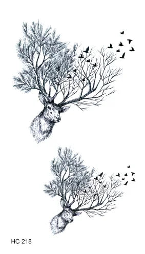 Waterproof 100 Different Cat Dog Deer Tattoo Designs for Women Men Body Art Colorful Black Fake Arm Hands Animal Tattoo Stickers