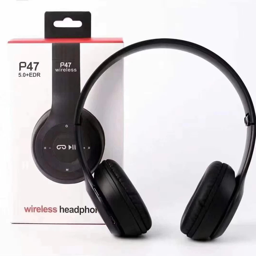 P47 Wireless Bluetooth Headphone with Mic High Quality Bass Hifi Stereo Foldable Card Plug-in Gaming Headset