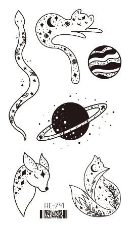 Waterproof 100 Different Cat Dog Deer Tattoo Designs for Women Men Body Art Colorful Black Fake Arm Hands Animal Tattoo Stickers