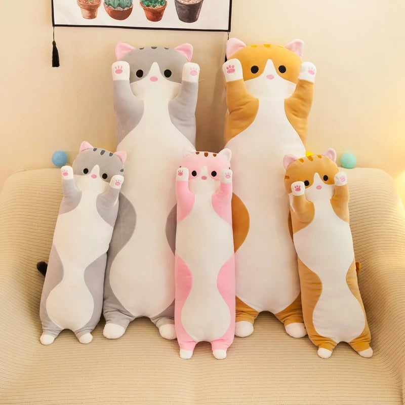 Children's Toy Cat Throw Pillow Soft Plush Cat Home Decor Office Nap Long Cat Throw Pillow Christmas Gift Girl Gift Plush Toy