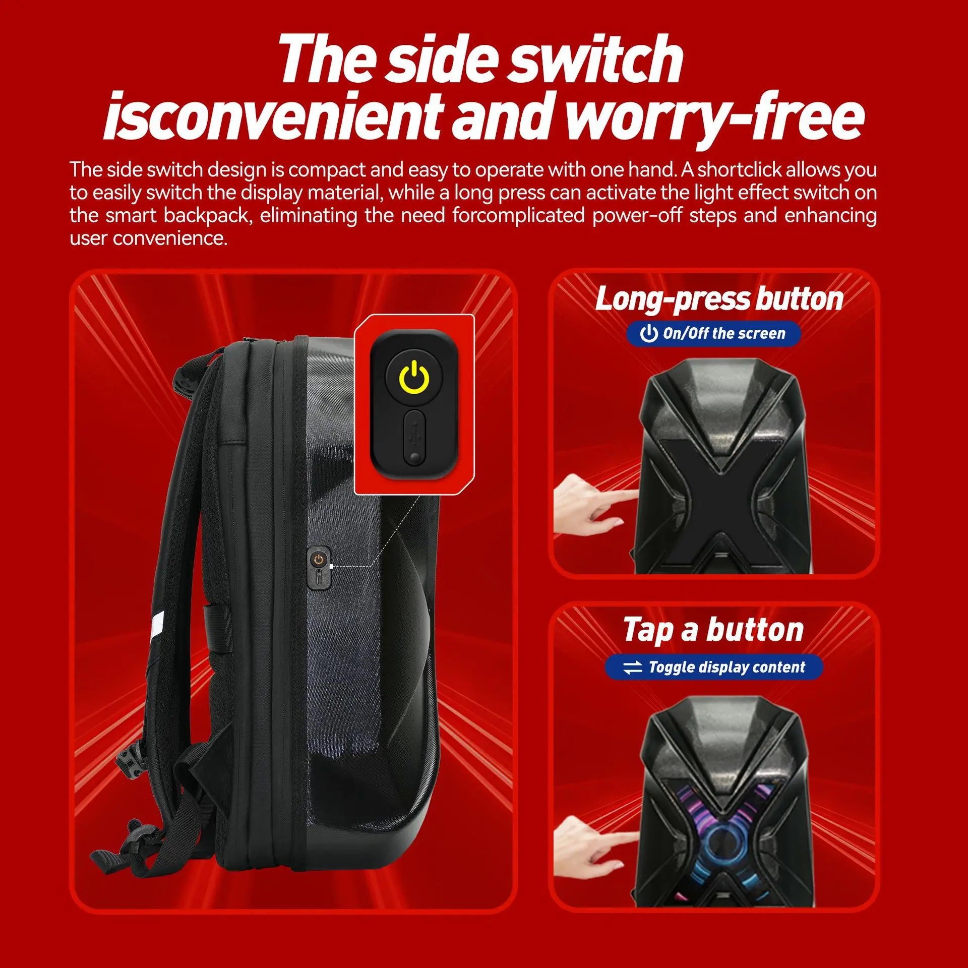 Smart App Programmable Hd Pixels Led Riding Skateboard Backpack Diy Animated Recreational Motorcycle Bike Helmet Unisex Bags