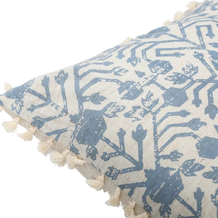 Vintage Pillow Cover 45x45cm/30x50cm Blue Cushion Cover With Tassles for home decoration Living Room Boho Style Retro