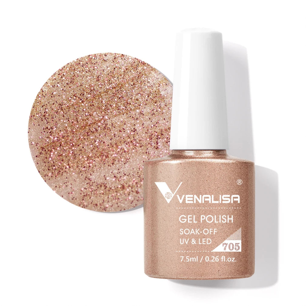 VENALISA Nail Gel Polish Full Coverage Holographic Camouflage Nail Varnish Manicure Lacquer Polish Soak Off UV LED Lacquer 7.5ML
