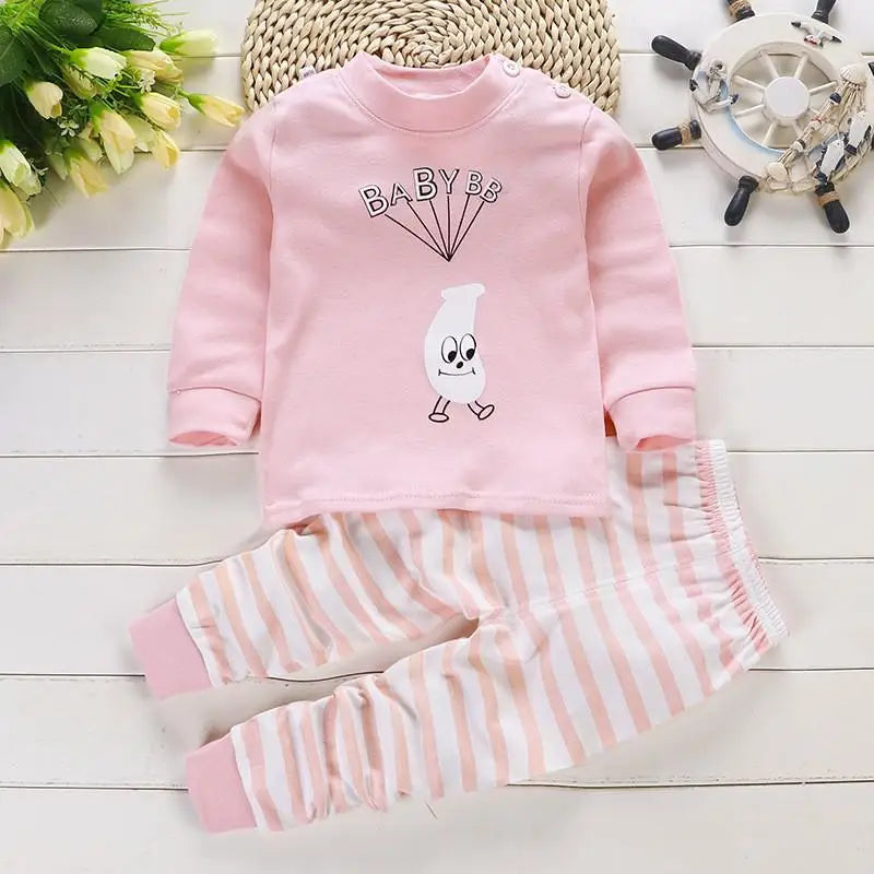 Fall Baby Unisex Clothes 2021 New Children Pure Cotton Underwear Set Printed Cartoon Baby Outfits Leisure Wear Infantil Suits