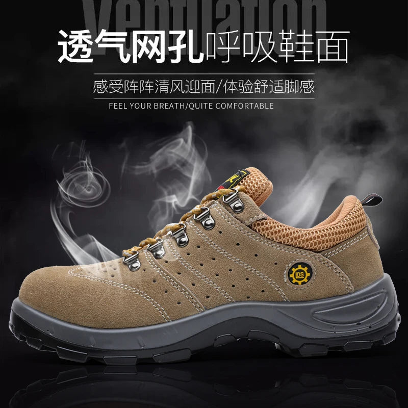 LIGHT BEARER Suede Leather PU/PU Sole Cheap Price Working Shoes Metal Toe Light Weight Industrial Safety Shoe