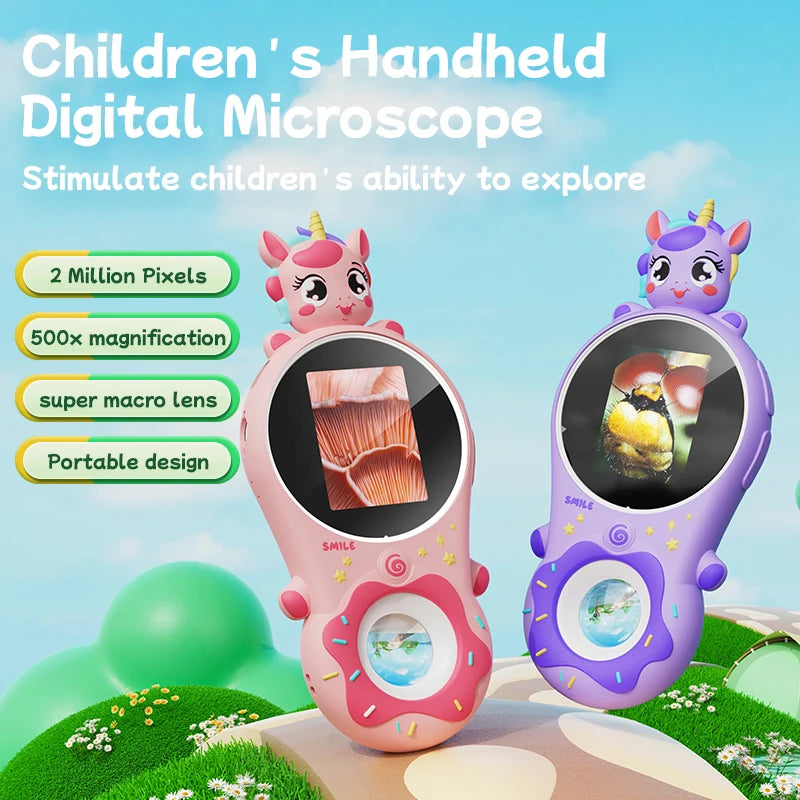 Inskam 370 2MP 500times 2-Inch IPS Screen Children's Toy Microscope Pocket Magnifier for Kids