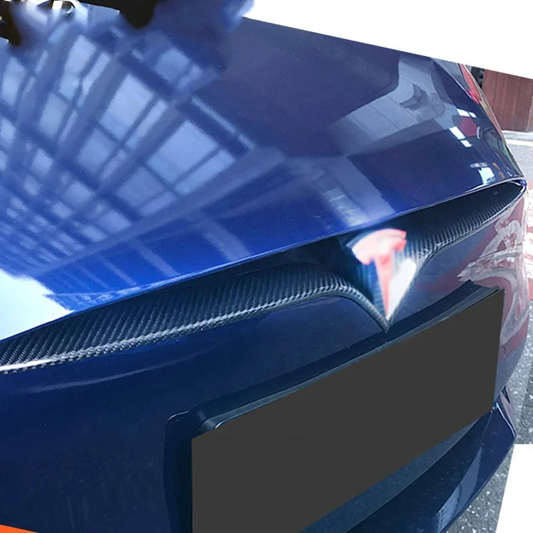 Easy Installation Rear Front Bumper Lip Bright Strip Upgrade Carbon Fiber Mesh Grid Trim Model S 14-21 New Car Parts Replace Old