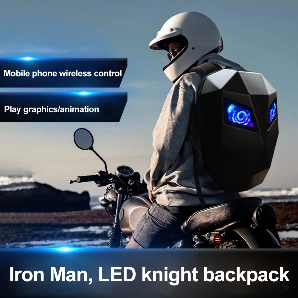 Advanced Quality Led Backpack Dynamic Eyes Display Riders Motorcycle Bicycle Bike Safety Riding Black Led Knight Backpacks