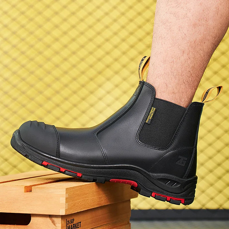 Men's High Quality Genuine Leather Working Shoes PU Mesh Insole Waterproof Safety Features for Spring Summer Winter Autumn