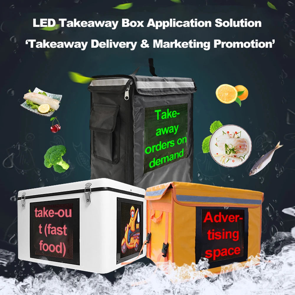 Motorcycle Led Rear Box 4G Gps Outdoor Motor Led Delivery Box Food and Advertising Led Display Box for Takeaway & Delivery Bikes