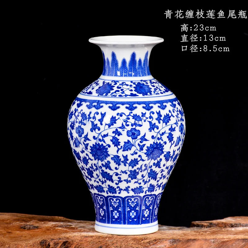Blue and White Porcelain Vase Decoration living room flower arrangement antique decorative crafts Jingdezhen ceramics vases