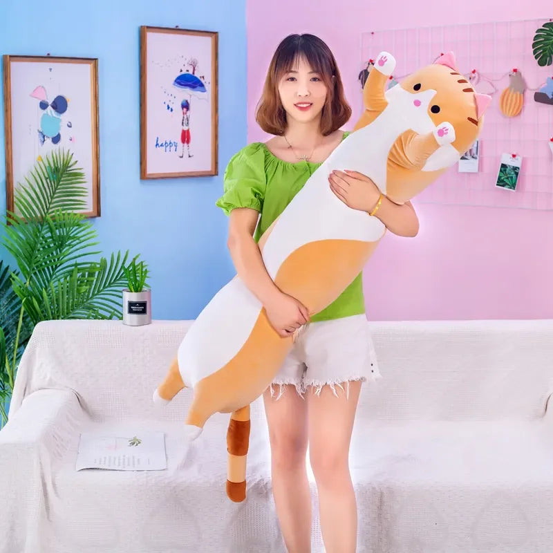 Children's Toy Cat Throw Pillow Soft Plush Cat Home Decor Office Nap Long Cat Throw Pillow Christmas Gift Girl Gift Plush Toy