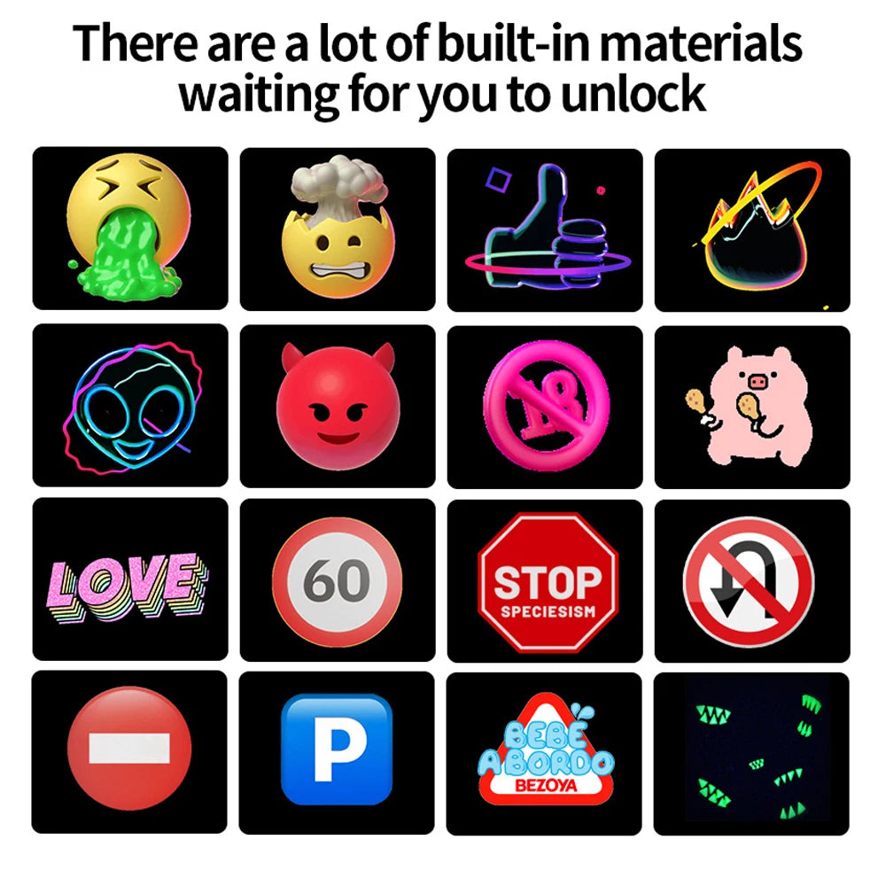 Led Car Rear Window Led Expression Screen Rear Window Car Screen Desktop Pixel Screen Bluetooth Communication Usb Power Supply