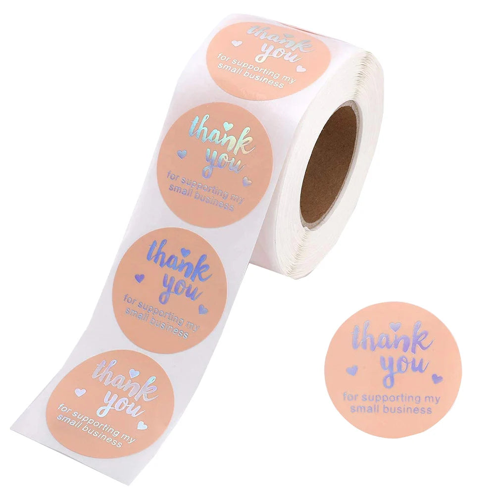 100-500pcs Thank You for Supporting My Small Business Stickers Thank You Stickers Labels Seals Kraft Pink Black Labels For Shop
