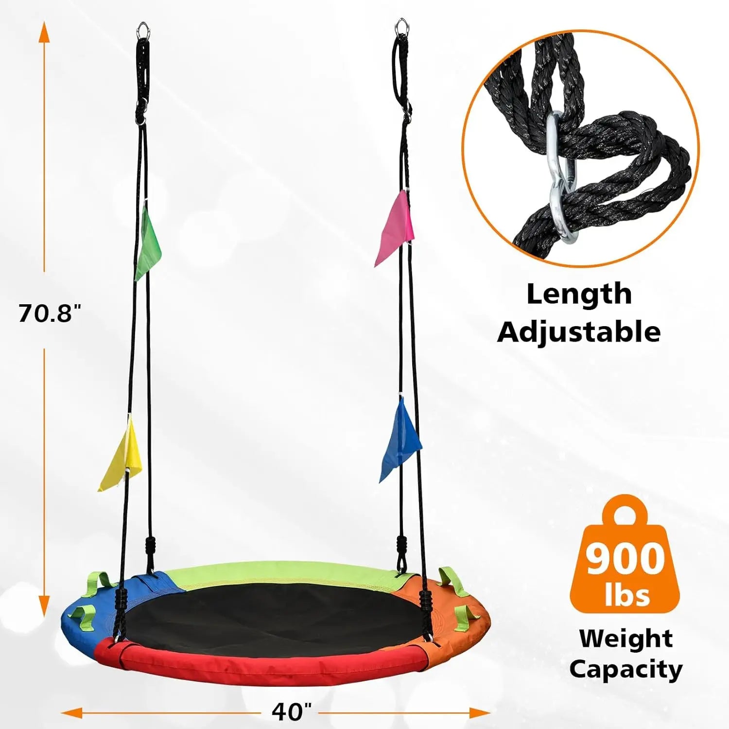 ZOSHINE 40inch Educational Outdoor Play Net Swing Waterproof & Garden-Resistant Children's Toy Swing for Home Use