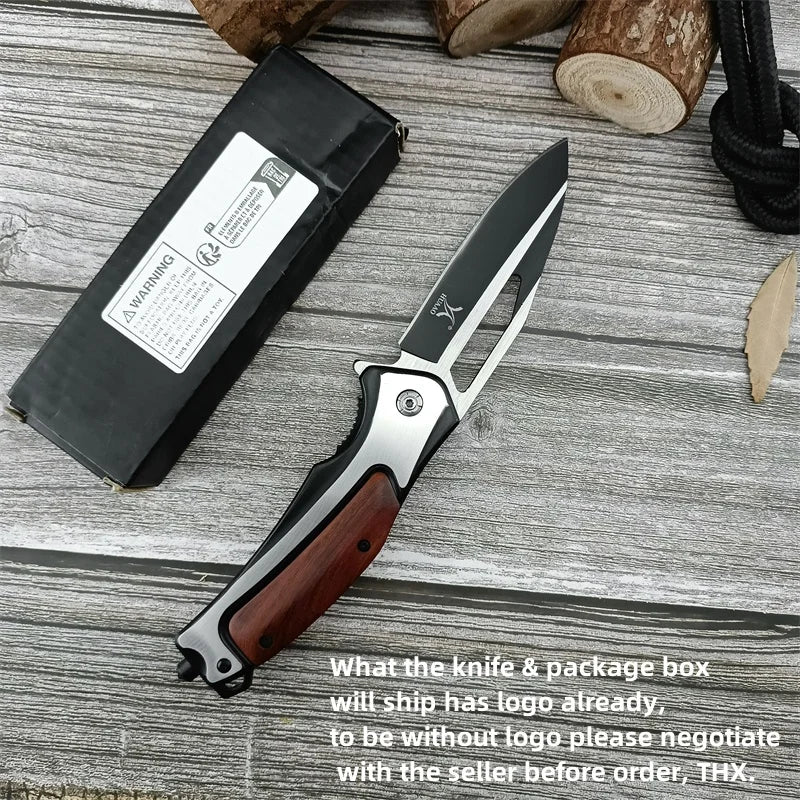 HUAAO DA130 High-quality Colored Wood Handle Tactical Pocket Knife Camping EDC Hunting Folding Knife Tools