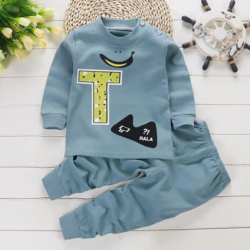 Fall Baby Unisex Clothes 2021 New Children Pure Cotton Underwear Set Printed Cartoon Baby Outfits Leisure Wear Infantil Suits