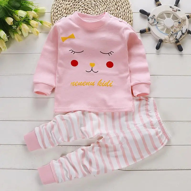 Fall Baby Unisex Clothes 2021 New Children Pure Cotton Underwear Set Printed Cartoon Baby Outfits Leisure Wear Infantil Suits