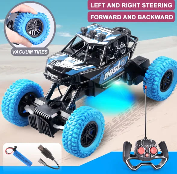 All-Terrain Remote Controlled RC Car Toy for Kids Expert Level Featuring Flashing Lights and Rubber Wheels Gift